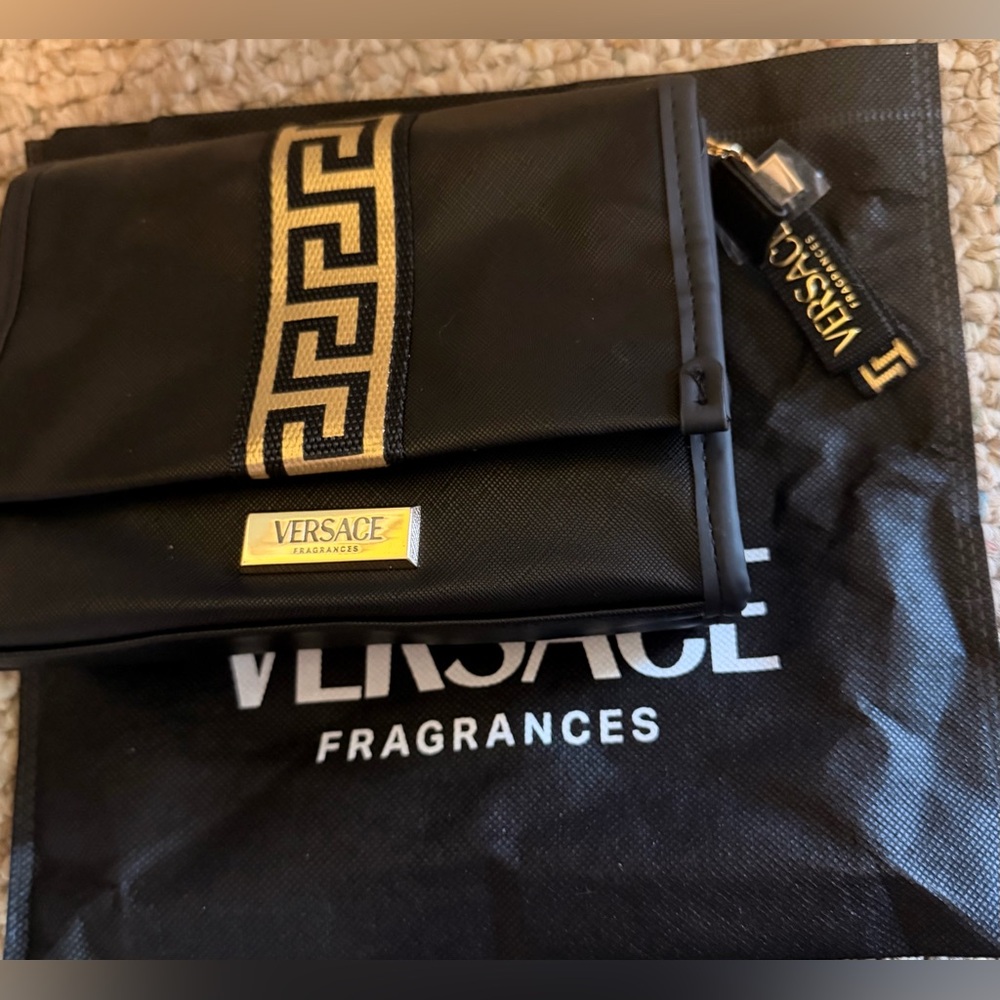 Versace Black Pouch with Gold Zipper
